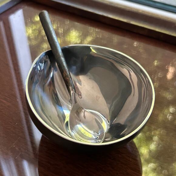 Vintage Stainless Steel Condiment Serving Bowl & Spoon Set - Picture 4 of 10